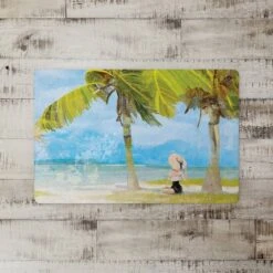 Woman Between Palms 27" X 18" Floor Mat