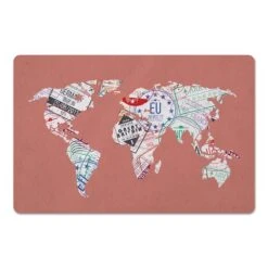 World Map Stamps 27" X 18" Floor Mat -Michaels Decor Sale D521671S