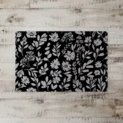 Monochromatic Florals 27" X 18" Floor Mat