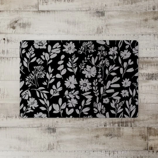 Monochromatic Florals 27" X 18" Floor Mat 5 Monochromatic Florals 27" X 18" Floor Mat - Image 3