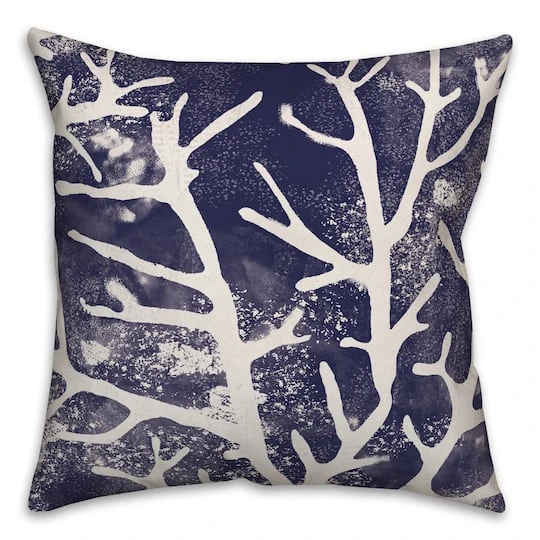 Navy Coral 18" X 18" Indoor / Outdoor Pillow 3 Navy Coral 18" X 18" Indoor / Outdoor Pillow