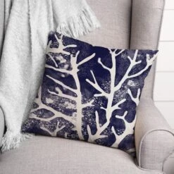 Navy Coral 18" X 18" Indoor / Outdoor Pillow 7 Navy Coral 18" X 18" Indoor / Outdoor Pillow -Michaels Decor Sale D522750S 2