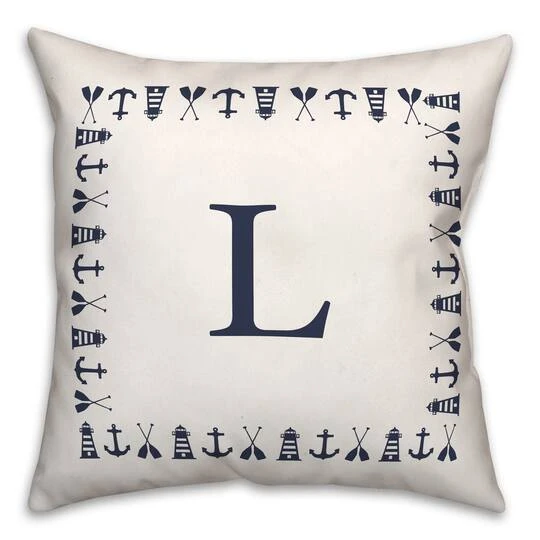 Nautical Monogram Throw Pillow L 3 Nautical Monogram Throw Pillow L