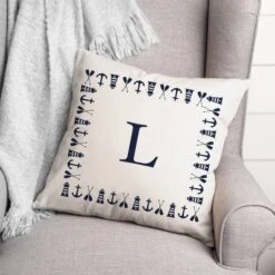 Nautical Monogram Throw Pillow L 7 Nautical Monogram Throw Pillow L -Michaels Decor Sale D522778S 2