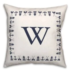 Nautical Monogram Throw Pillow W