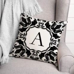 Black & White Monogram Indoor/Outdoor Pillow A -Michaels Decor Sale D522795S 2