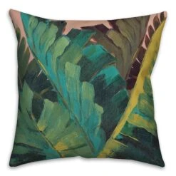 Hand Painted Leaves 18" X 18" Indoor / Outdoor Pillow