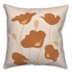 Orange Poppies Throw Pillow 18" X 18"