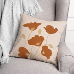 Orange Poppies Throw Pillow 18" X 18" -Michaels Decor Sale D522981S 2