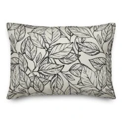 Sketched Leaf Pattern Throw Pillow 14" X 20"