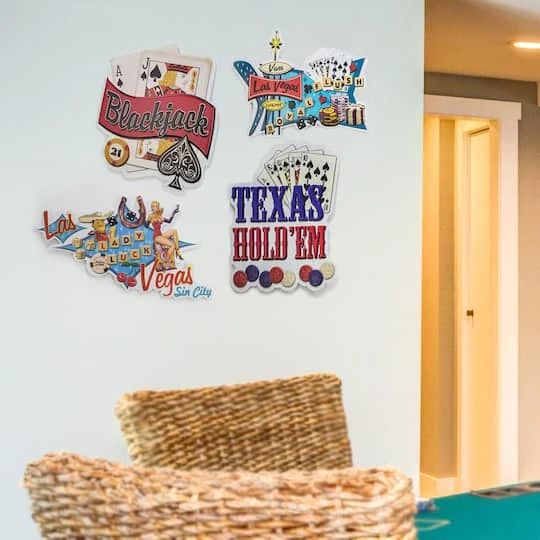 American Art Décor™ 17.25" Texas Hold'em Embossed Metal Sign 5 American Art Décor™ 17.25" Texas Hold'em Embossed Metal Sign - Image 3