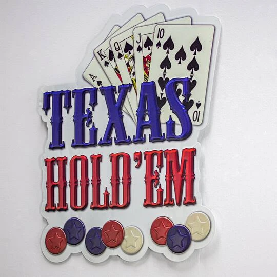 American Art Décor™ 17.25" Texas Hold'em Embossed Metal Sign 8 American Art Décor™ 17.25" Texas Hold'em Embossed Metal Sign - Image 6