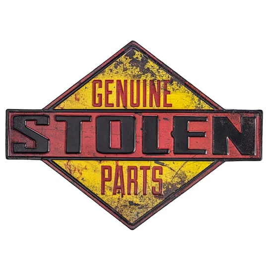 American Art Décor™ 18.25" Genuine Stolen Parts Embossed Metal Sign 3 American Art Décor™ 18.25" Genuine Stolen Parts Embossed Metal Sign