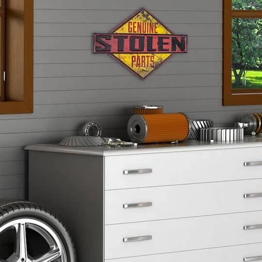 American Art Décor™ 18.25" Genuine Stolen Parts Embossed Metal Sign 5 American Art Décor™ 18.25" Genuine Stolen Parts Embossed Metal Sign - Image 3