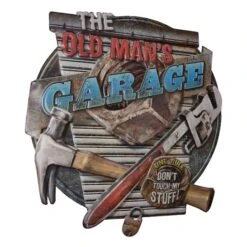 American Art Décor™ 16.5" The Old Man's Garage Embossed Metal Sign