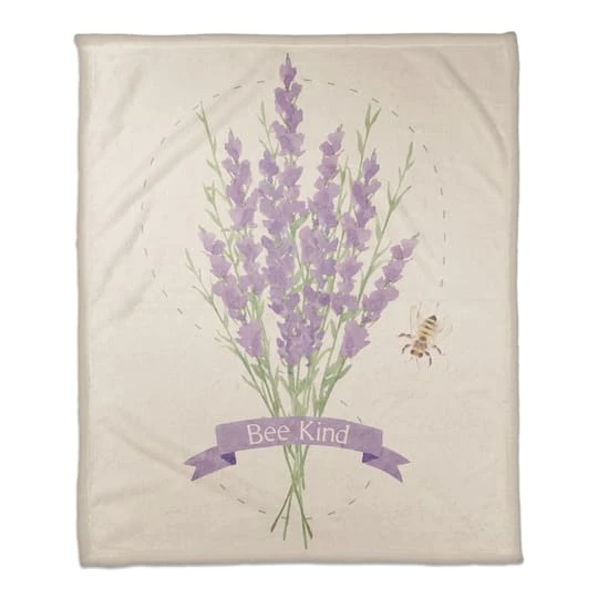 Bee Kind Lavender Fleece Throw 3 Bee Kind Lavender Fleece Throw