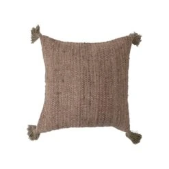 Hello Honey® Woven Cotton Striped Pillow With Chambray Back & Tassels Brown