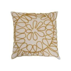 Hello Honey® Mustard Embroidery Cotton Slub Pillow