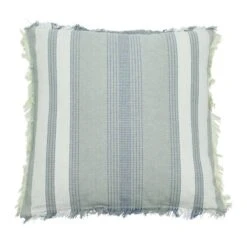 Hello Honey® Multicolor Stripes Woven Cotton Pillow With Eyelash Fringe