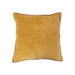 Hello Honey® Mustard With Rust Piping Cotton Velvet Pillow