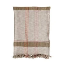 Hello Honey® Woven Cotton & Linen Plaid Throw With Fringe