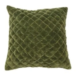 Hello Honey® 20'' Green Square Quilted Velvet Pillow Cover