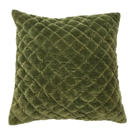 Hello Honey® 20'' Green Square Quilted Velvet Pillow Cover 3 Hello Honey® 20'' Green Square Quilted Velvet Pillow Cover