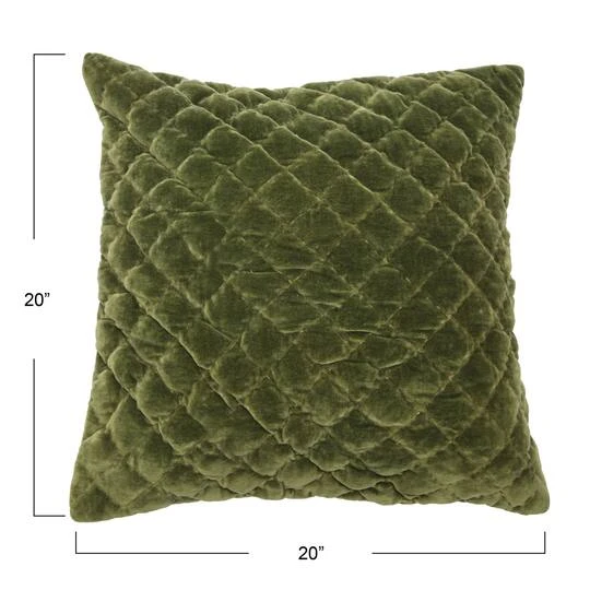 Hello Honey® 20'' Green Square Quilted Velvet Pillow Cover 8 Hello Honey® 20'' Green Square Quilted Velvet Pillow Cover - Image 6