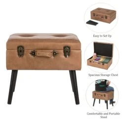 Glitzhome® Leatherette Upholstered Storage Stool -Michaels Decor Sale D588444S 5