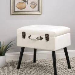 Glitzhome® Velvet Upholstered Storage Stool Seashell White 15 Glitzhome® Velvet Upholstered Storage Stool Seashell White -Michaels Decor Sale D588447S 4