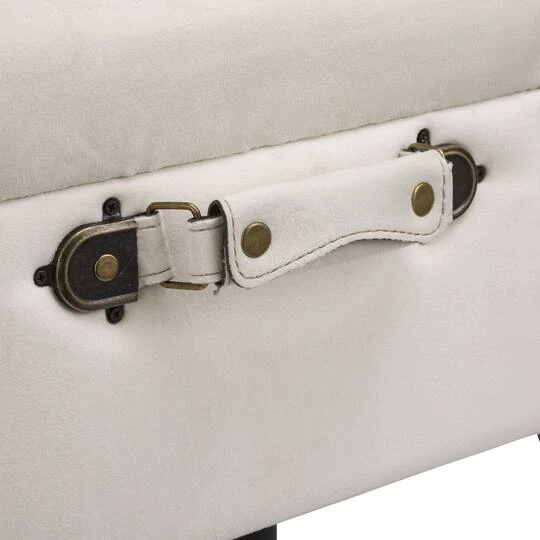 Glitzhome® Velvet Upholstered Storage Stool Seashell White 8 Glitzhome® Velvet Upholstered Storage Stool Seashell White - Image 6