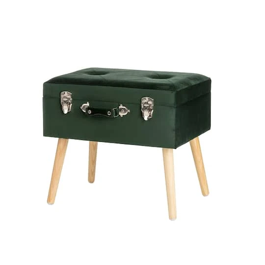 Glitzhome® Velvet Upholstered Storage Stool Hunter Green 3 Glitzhome® Velvet Upholstered Storage Stool Hunter Green