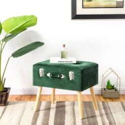 Glitzhome® Velvet Upholstered Storage Stool Hunter Green 13 Glitzhome® Velvet Upholstered Storage Stool Hunter Green -Michaels Decor Sale D588448S 2