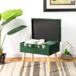 Glitzhome® Velvet Upholstered Storage Stool Hunter Green 14 Glitzhome® Velvet Upholstered Storage Stool Hunter Green -Michaels Decor Sale D588448S 3