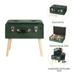 Glitzhome® Velvet Upholstered Storage Stool Hunter Green 15 Glitzhome® Velvet Upholstered Storage Stool Hunter Green -Michaels Decor Sale D588448S 4