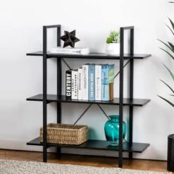 Glitzhome® 41.5" Black Modern Industry 3-Tier Bookcase -Michaels Decor Sale D588449S 2