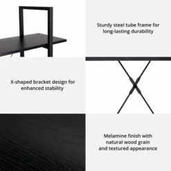 Glitzhome® 41.5" Black Modern Industry 3-Tier Bookcase -Michaels Decor Sale D588449S 4