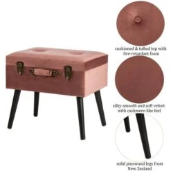 Glitzhome® Velvet Upholstered Storage Stool Pink Clay -Michaels Decor Sale D588450S 6