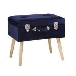 Glitzhome® Velvet Upholstered Storage Stool Navy Blue -Michaels Decor Sale D588451S 1 1