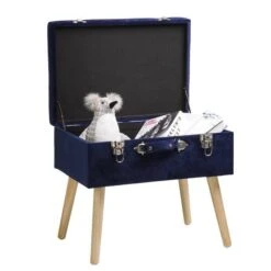 Glitzhome® Velvet Upholstered Storage Stool Navy Blue -Michaels Decor Sale D588451S 4