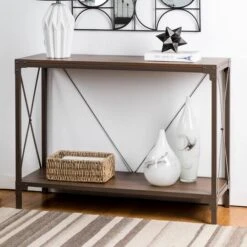 Glitzhome® Modern Industry Metal Wooden Console Table -Michaels Decor Sale D588458S 2