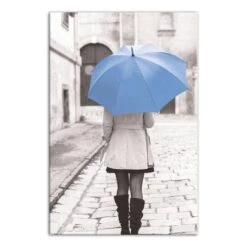 Blue Umbrella 12" X 18" Canvas Wall Art