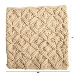18" Bohemian Diamond Woven Macramé Pillow Cover -Michaels Decor Sale D590066S 2