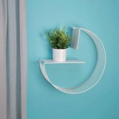 Honey Can Do 18" White Floating Circular Decorative Metal Wall Shelf -Michaels Decor Sale D598075S 1