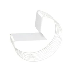 Honey Can Do 18" White Floating Circular Decorative Metal Wall Shelf