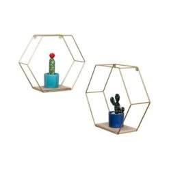 Honey Can Do 12" Gold Hexagonal Decorative Metal Wall Shelves -Michaels Decor Sale D598076S 2
