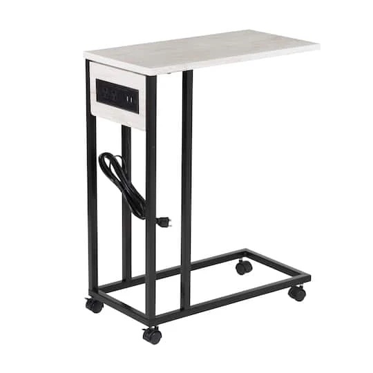 Honey Can Do Light Gray Side Table On Wheels 4 Honey Can Do Light Gray Side Table On Wheels - Image 2