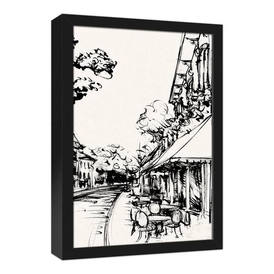 Sketched City Scene Canvas Wall Art In Black Frame 7 Sketched City Scene Canvas Wall Art In Black Frame - Image 5