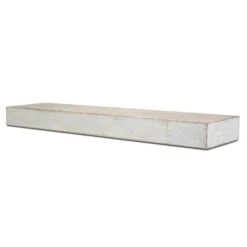 Large Whitewashed Wood Floating Wall Shelf