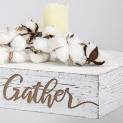 Whitewashed "Gather" Text Engraving Floating Wall Shelf -Michaels Decor Sale D598816S 3